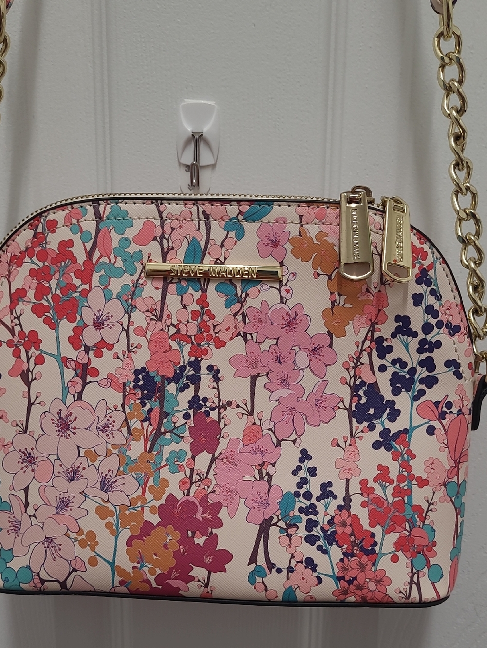 Steve Madden Floral Dome Med Size Crossbody in Pink, Teal & Navy